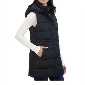 Women’s Sebby Collection Long Puffer Vest Black Size S New